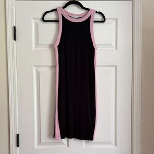Black and Pink Sleeveless Mini Dress